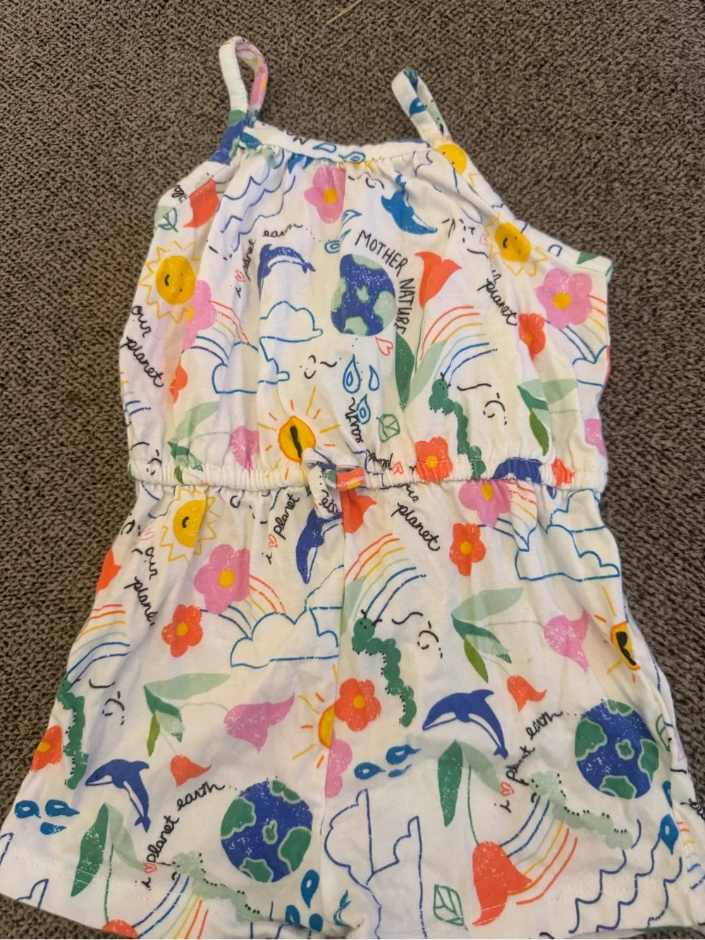 Old Navy White Multicolor Nature & Rainbow Print Dress